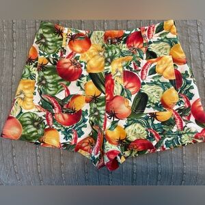 Maeve Colette Size 29 Linen Blend High-Rise Vegetable Print Shorts - Multicolor